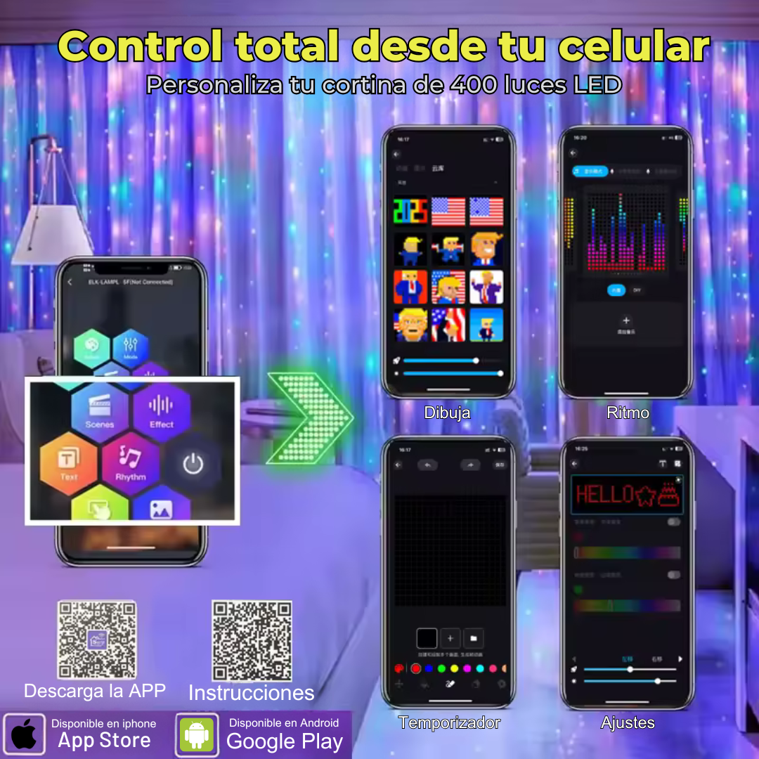 Cortina LED con App Bluetooth