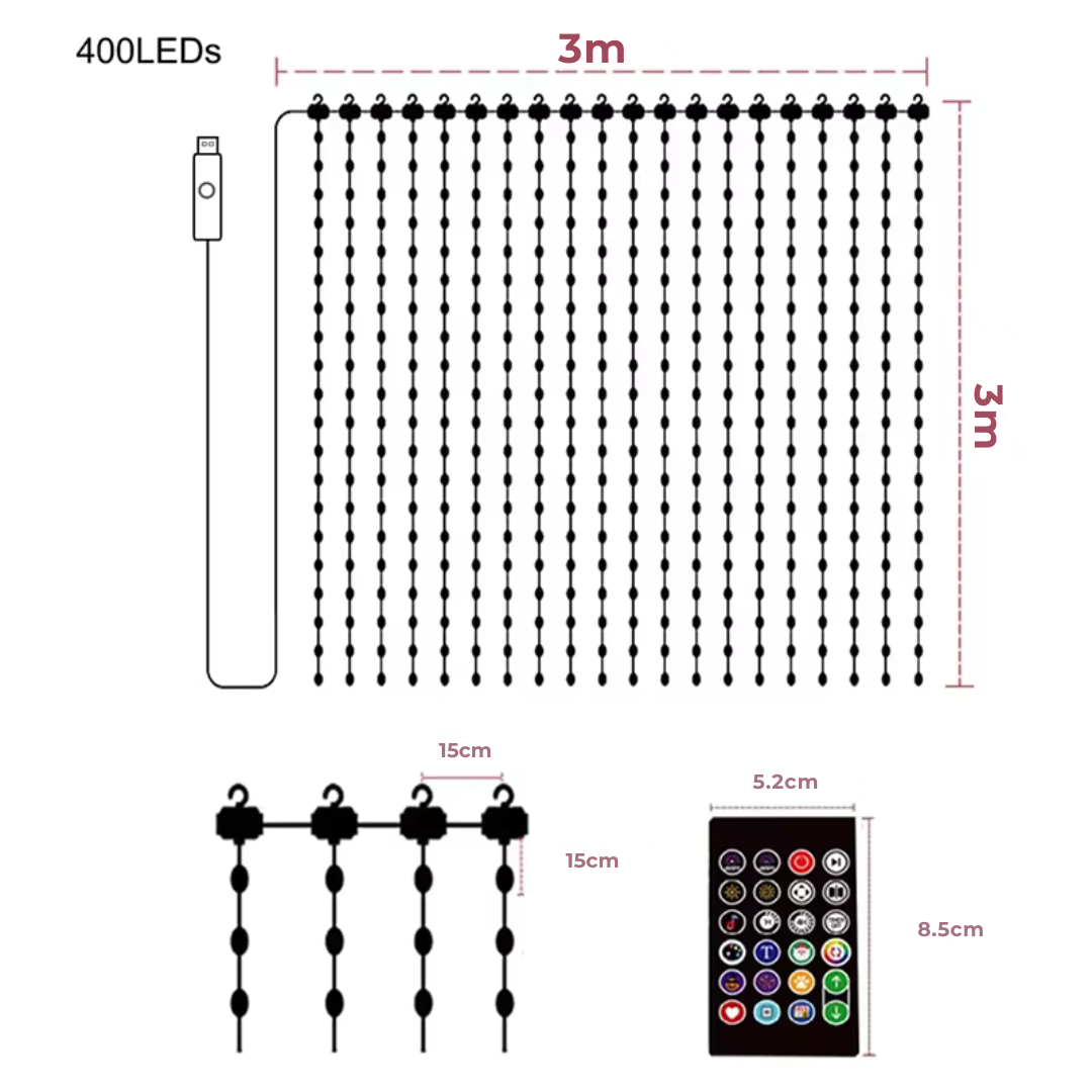 Cortina LED con App Bluetooth